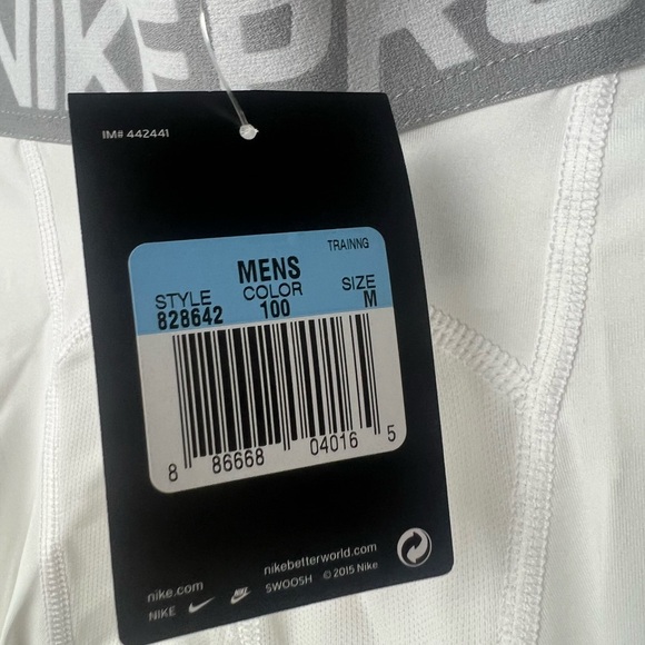 Nike Pro Men’s Dri-Fit White Pants Training Size Medium Style: 828642 NWT - Picture 4 of 5